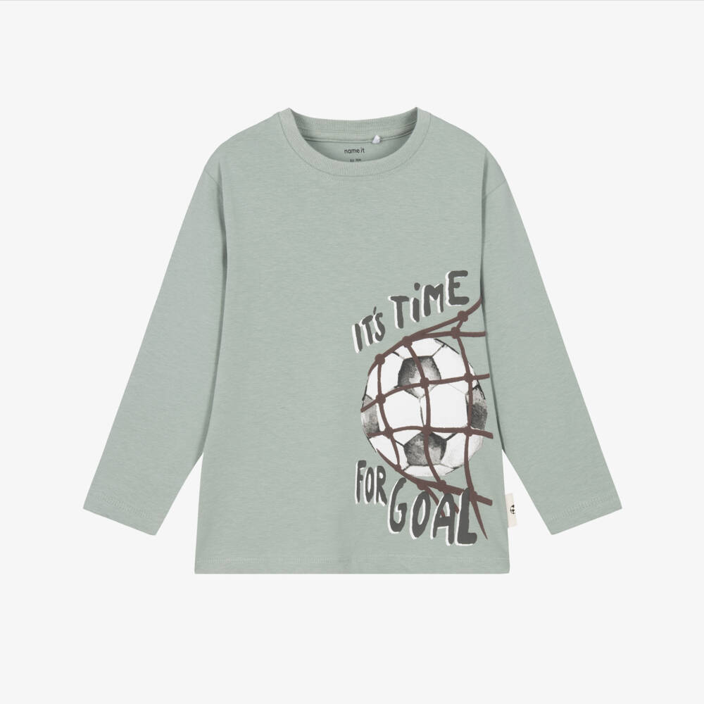 NAME IT-Boys Green Football Graphic Cotton T-Shirt | Childrensalon
