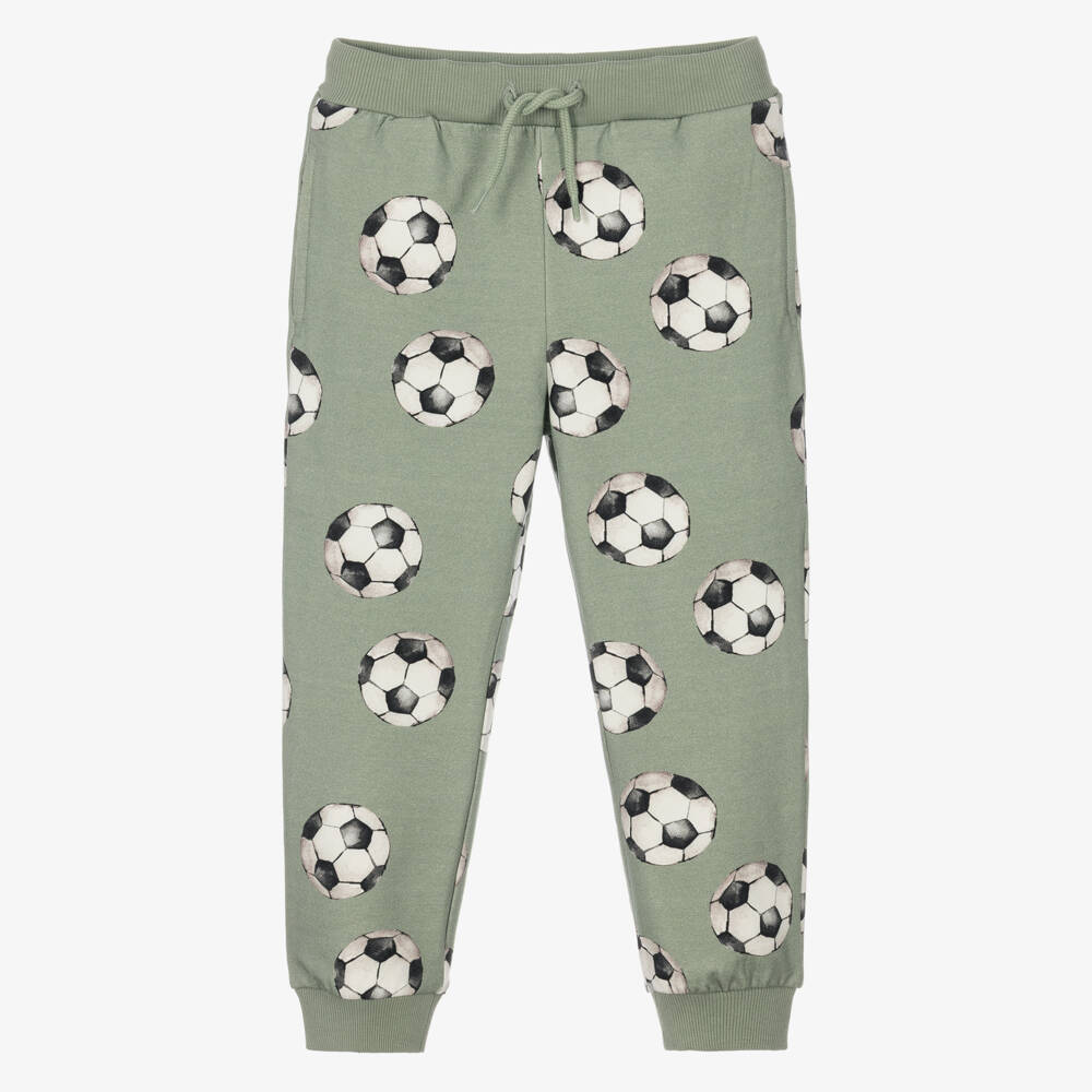 NAME IT-Boys Green Football Print Joggers in Cotton Jersey | Childrensalon
