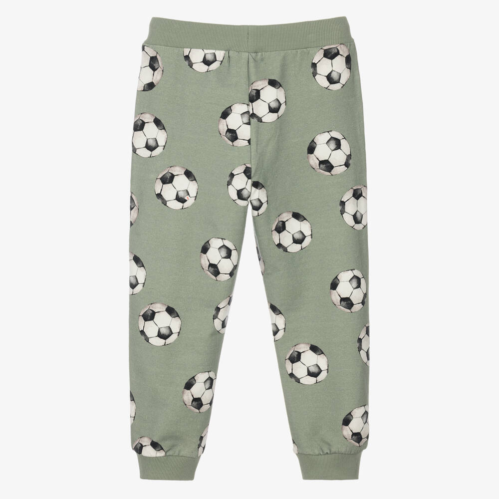 NAME IT-Boys Green Football Print Joggers in Cotton Jersey | Childrensalon