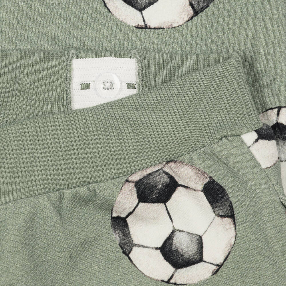 NAME IT-Boys Green Football Print Joggers in Cotton Jersey | Childrensalon