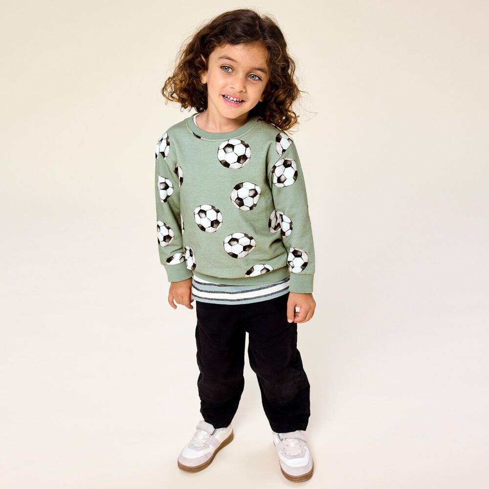 NAME IT-Boys Green Football Print Sweatshirt in Cotton Jersey | Childrensalon