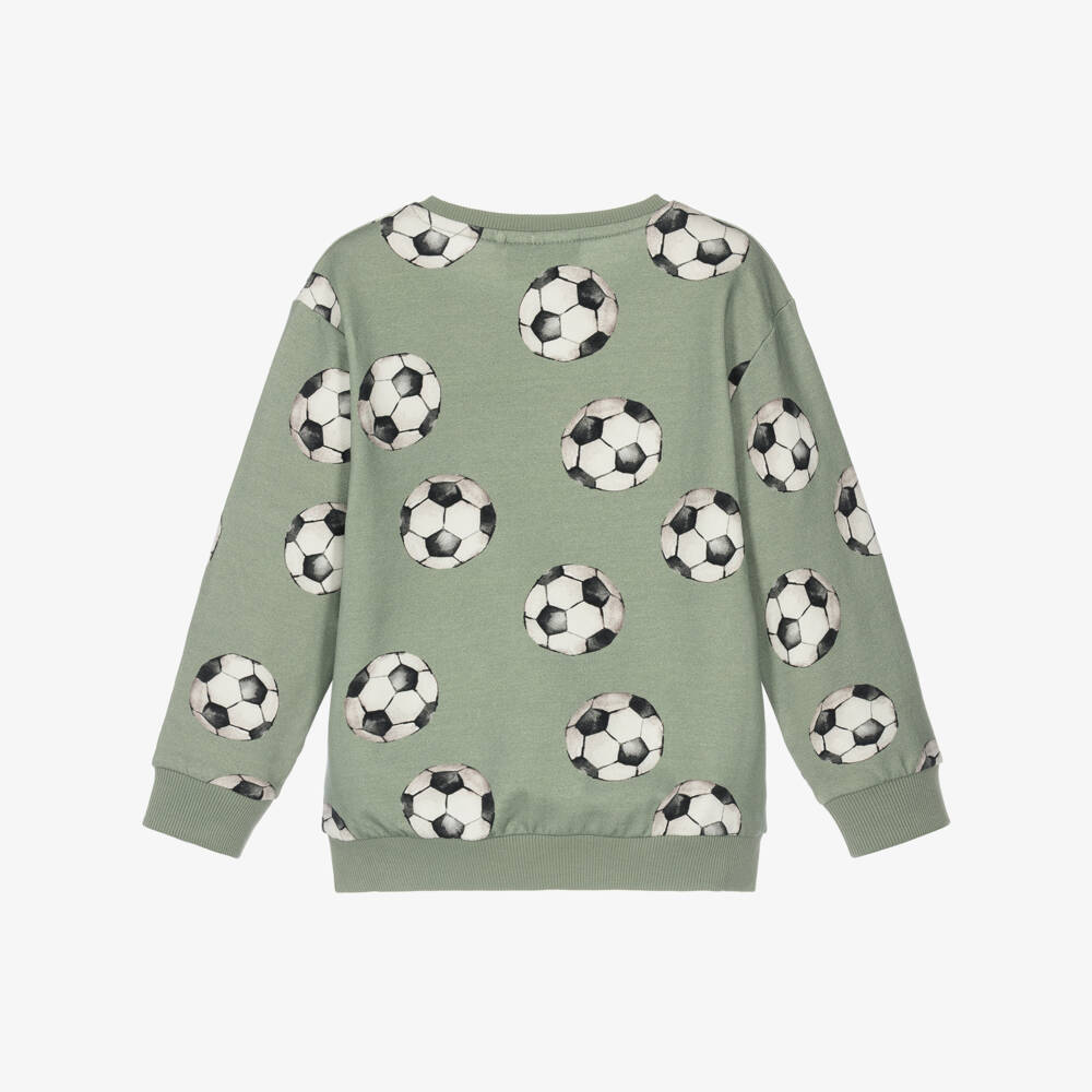 NAME IT-Boys Green Football Print Sweatshirt in Cotton Jersey | Childrensalon