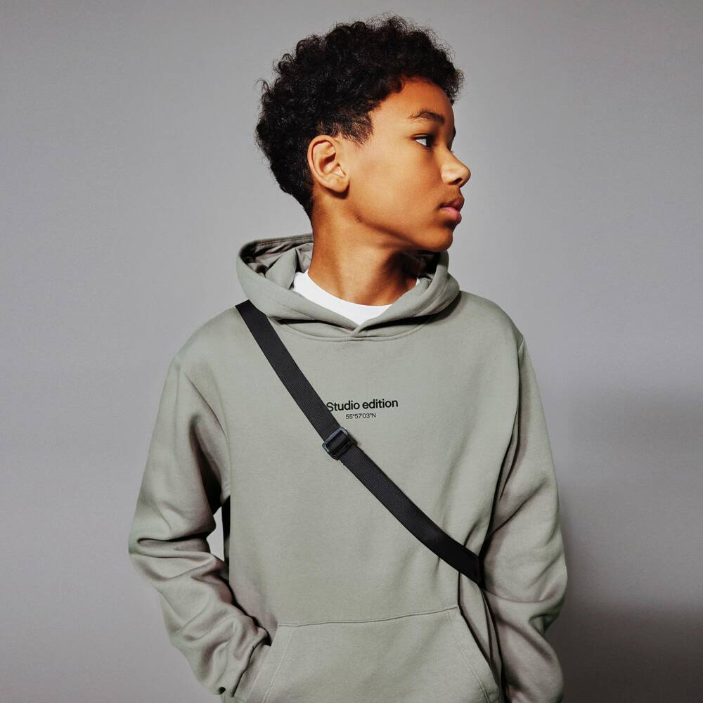 NAME IT-Boys Green Hoodie with Studio Edition Print | Childrensalon