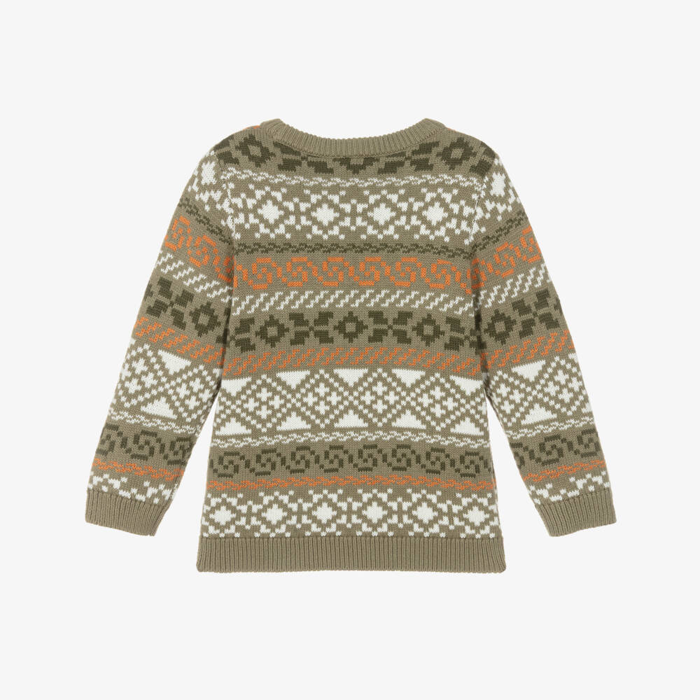 NAME IT-Boys Green Intarsia Knit Sweater | Childrensalon