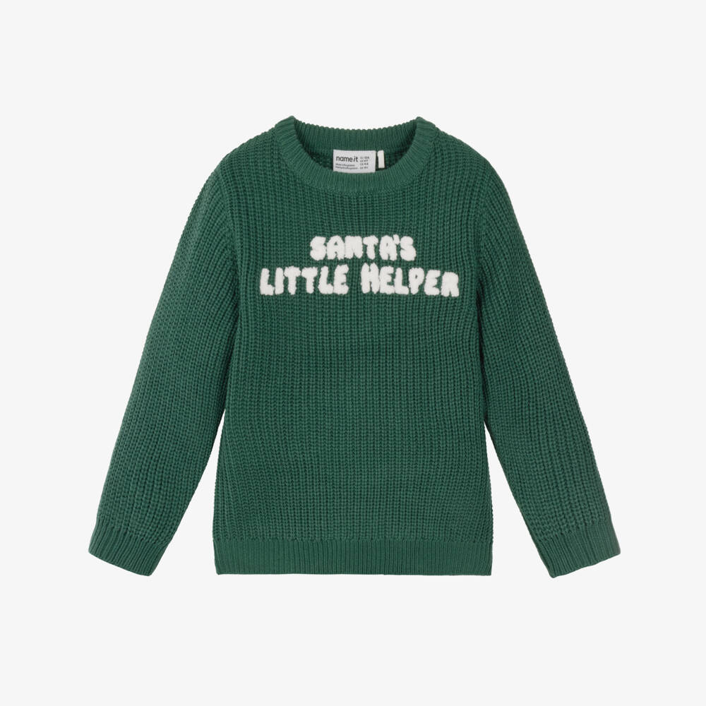 NAME IT-Boys Green Santa's Little Helper Sweater | Childrensalon