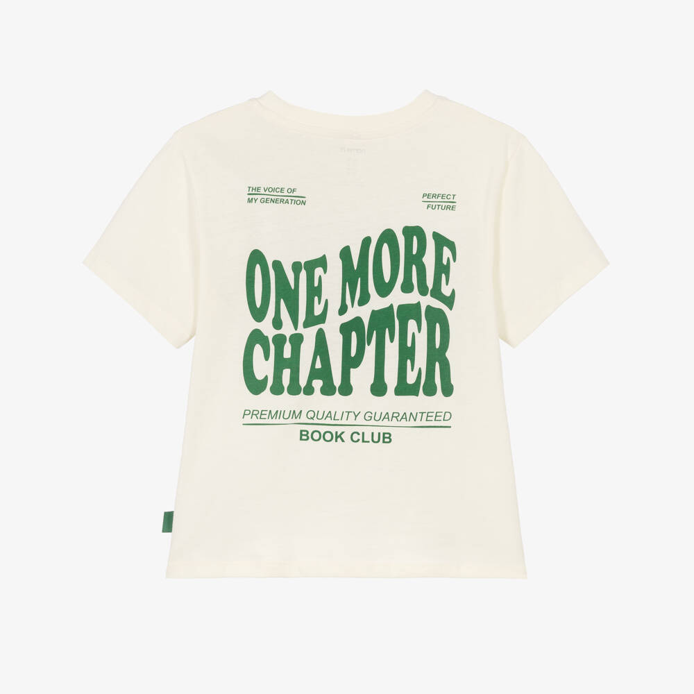 NAME IT-Boys Ivory Cotton Slogan Print T-Shirt | Childrensalon
