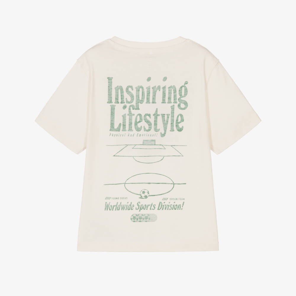 NAME IT-Boys Ivory Organic Cotton Graphic T-Shirt | Childrensalon