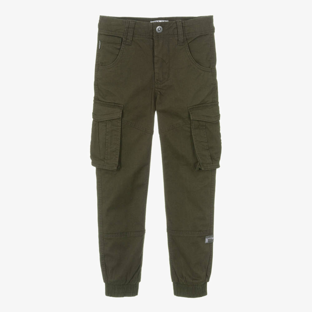 NAME IT-Boys Khaki Green Cuffed Cargo Trousers | Childrensalon