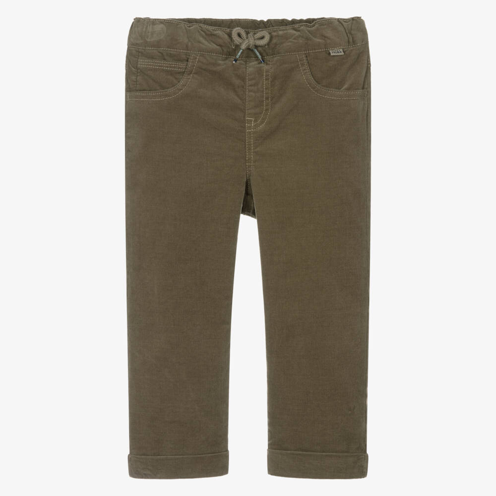 NAME IT-Boys Khaki Green Needlecord Trousers | Childrensalon