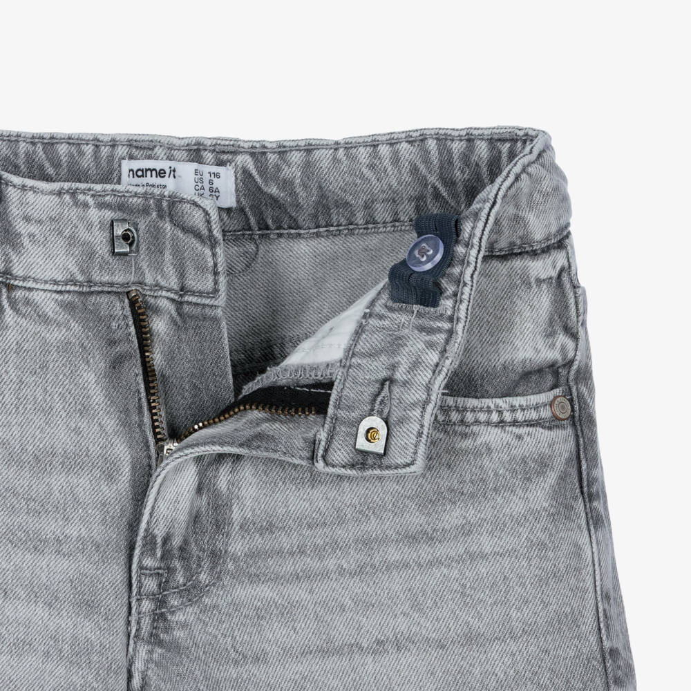 NAME IT-Boys Light Wash Grey Denim Shorts | Childrensalon