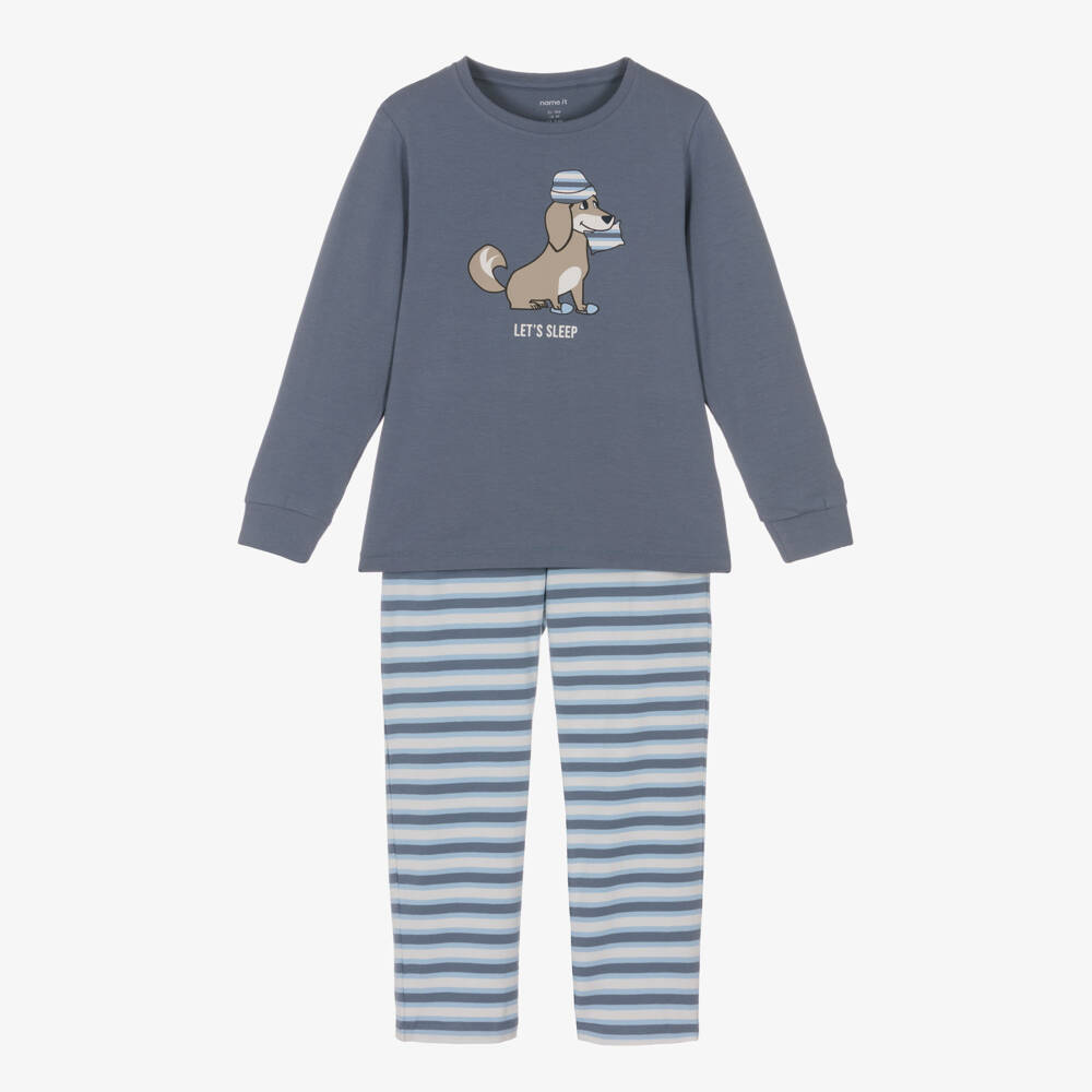 NAME IT-بيجاما قطن مقلم لون أزرق للأولاد | Childrensalon