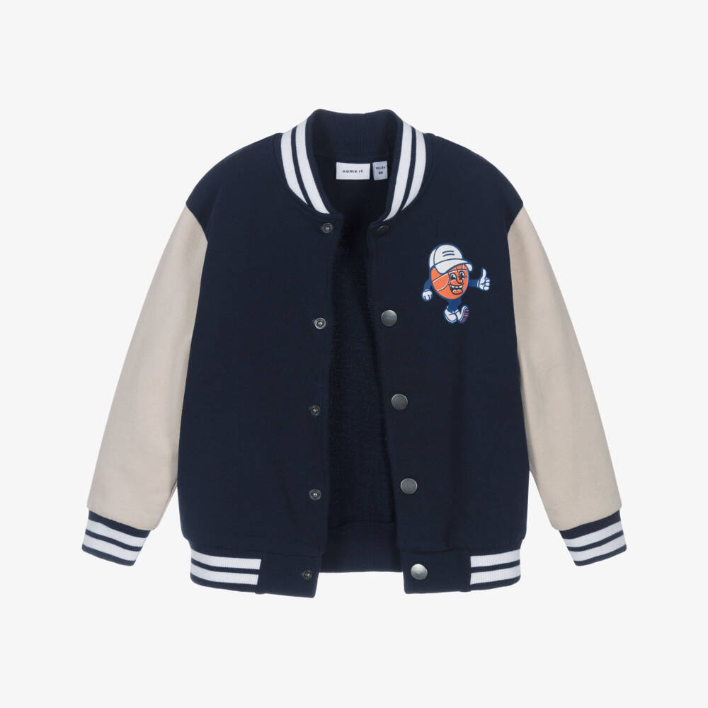 NAME IT-Boys Navy Blue & Beige Varsity Jacket | Childrensalon