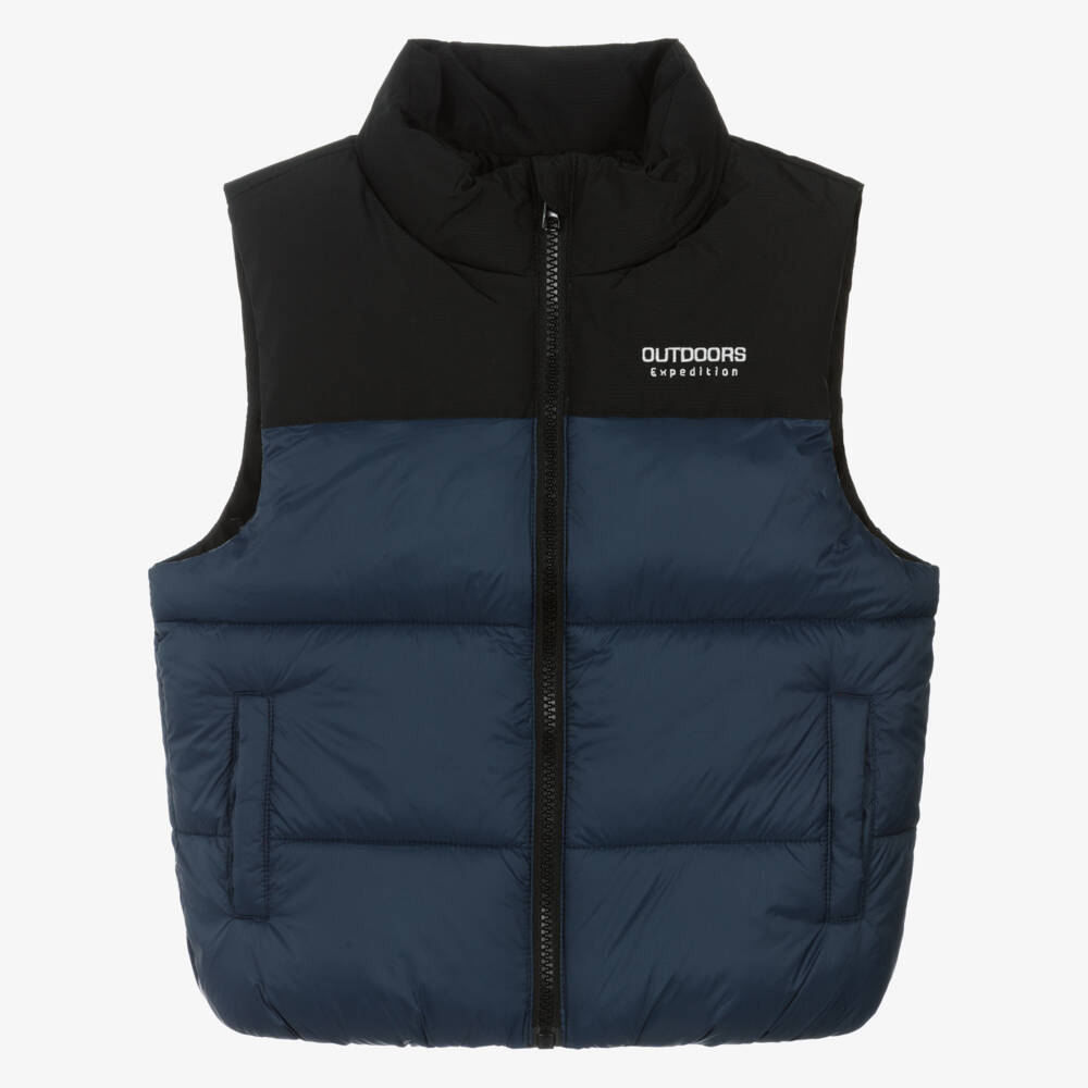 NAME IT-Boys Navy Blue & Black Puffer Gilet | Childrensalon