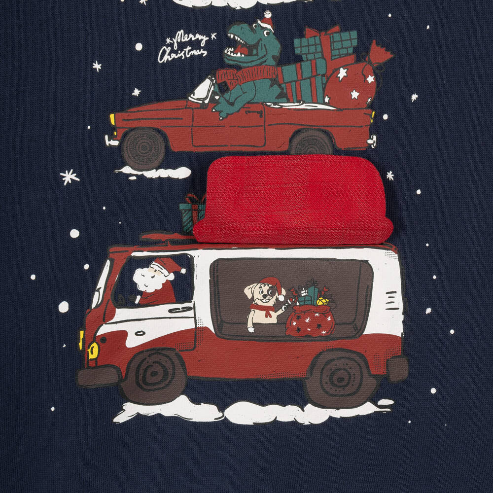 NAME IT-Boys Navy Blue Christmas Car Sweatshirt | Childrensalon
