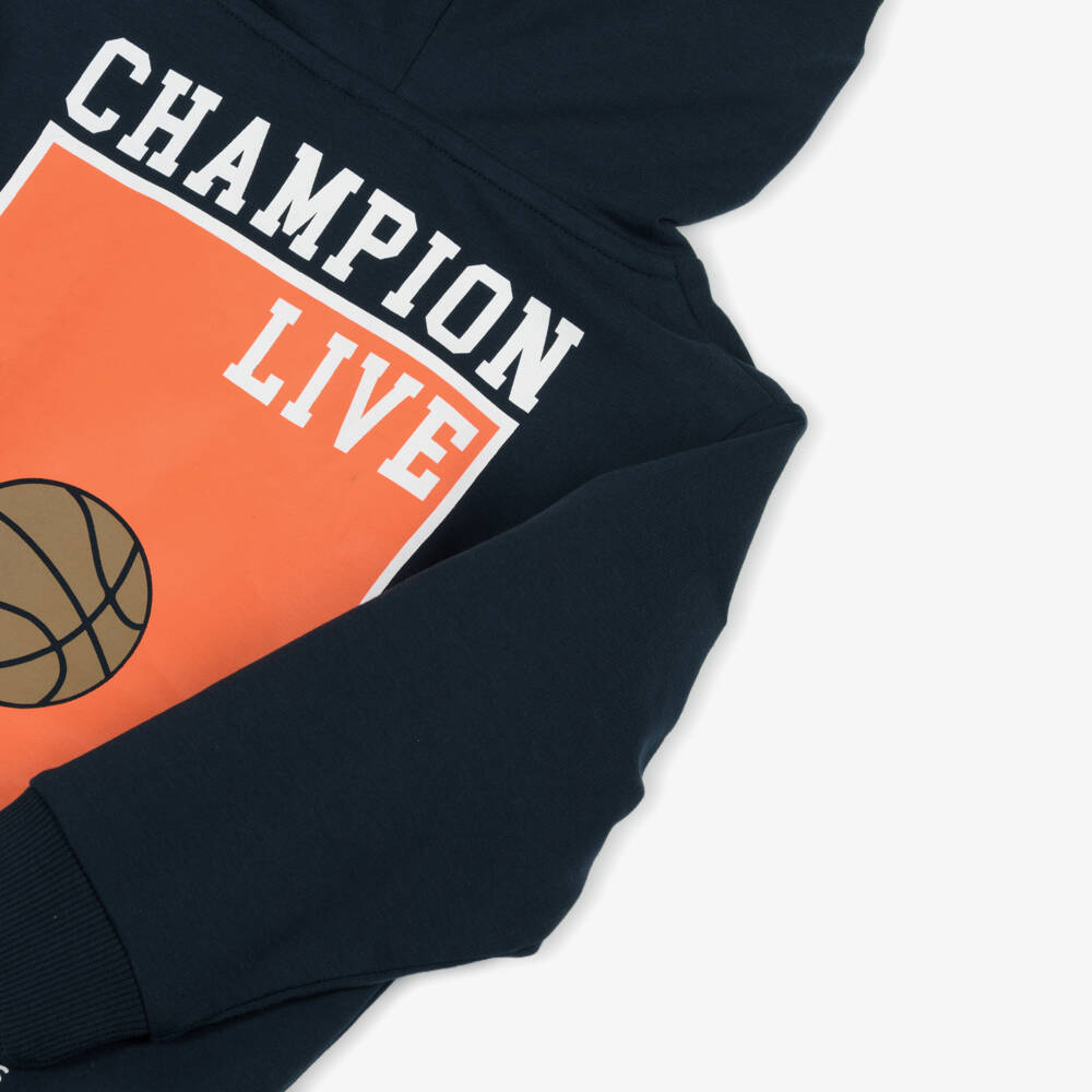 NAME IT-Boys Navy Blue Cotton Basketball Hoodie | Childrensalon
