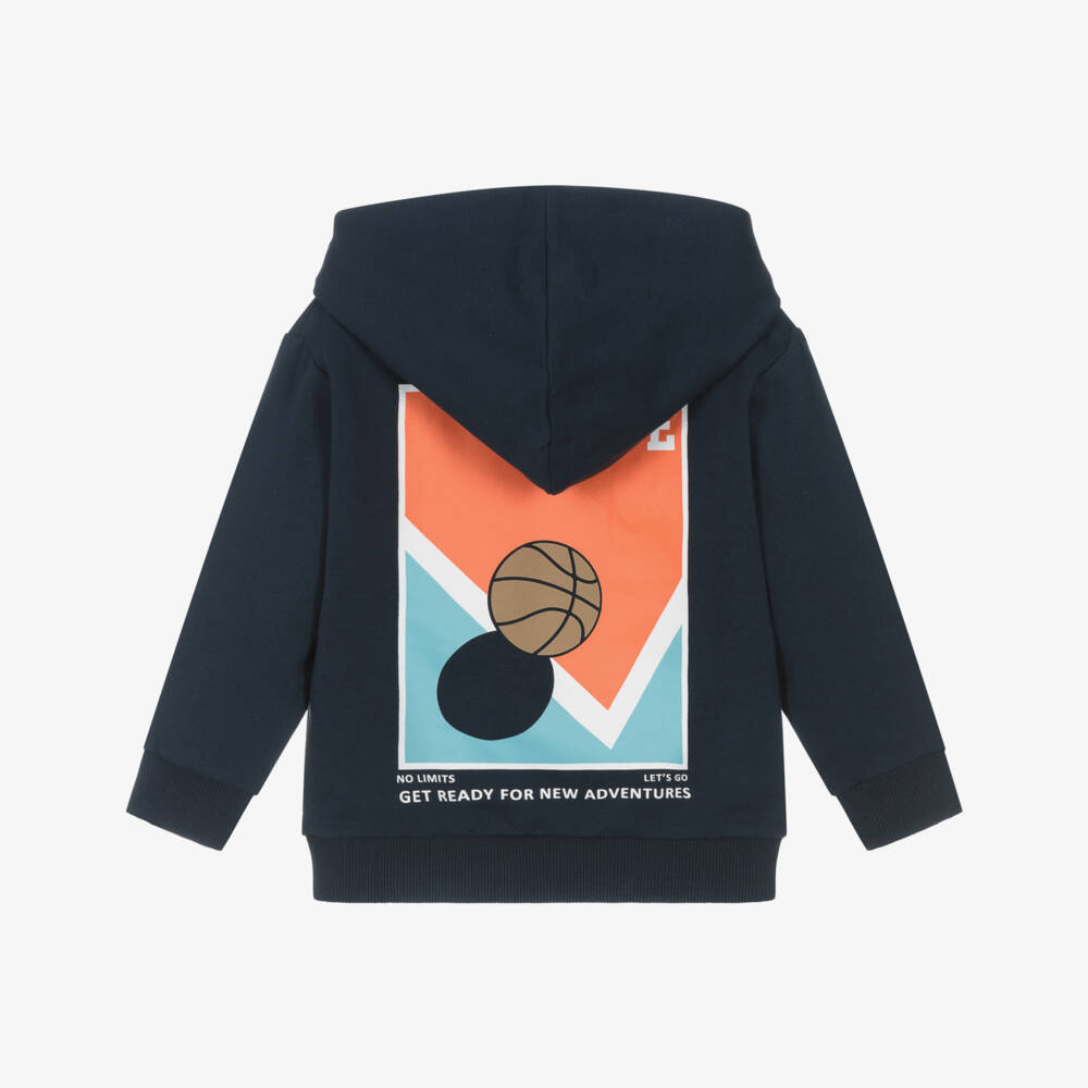 NAME IT-Boys Navy Blue Cotton Basketball Hoodie | Childrensalon