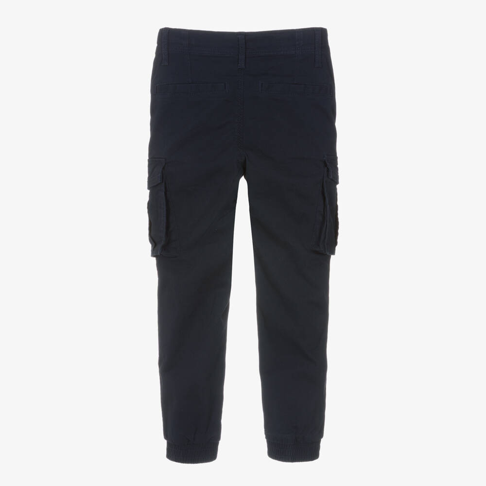 NAME IT-Boys Navy Blue Cotton Cargo Trousers | Childrensalon