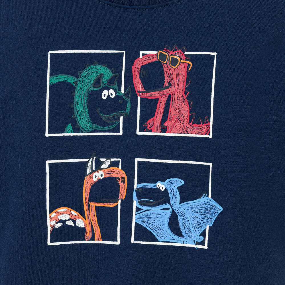 NAME IT-Boys Navy Blue Cotton Dinosaur Sweatshirt | Childrensalon