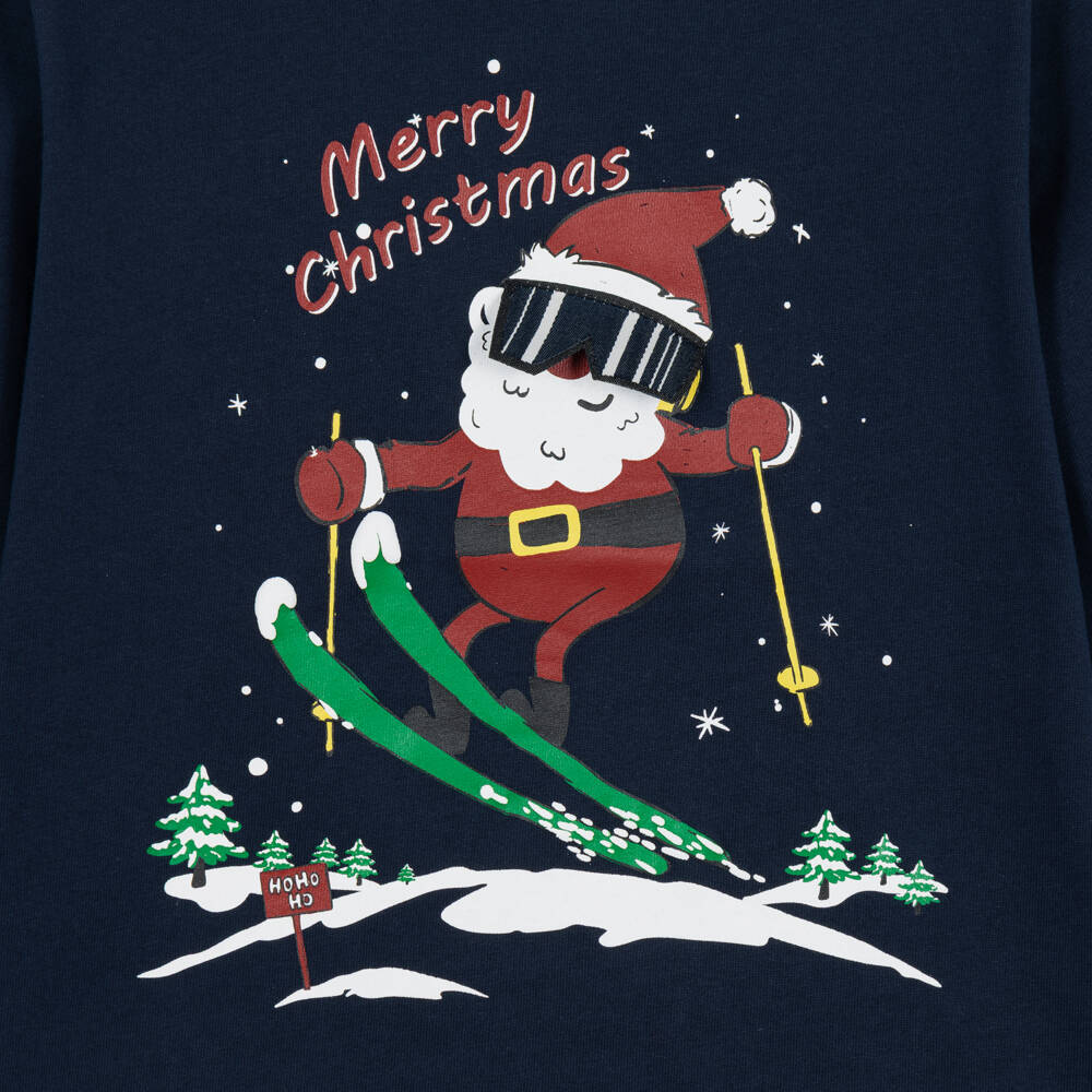 NAME IT-Boys Navy Blue Cotton Santa Top | Childrensalon
