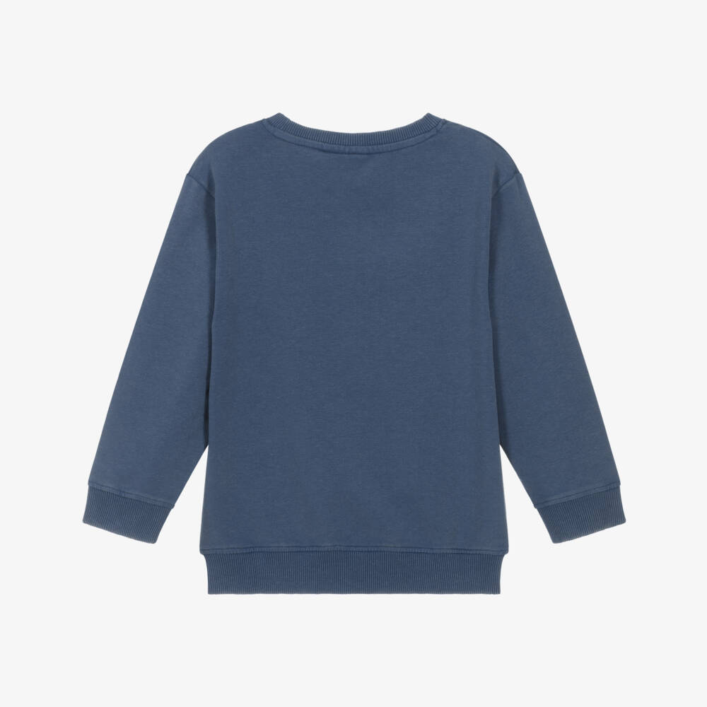 NAME IT-Boys Navy Blue Cotton Sweatshirt with Skateboarding Bear | Childrensalon