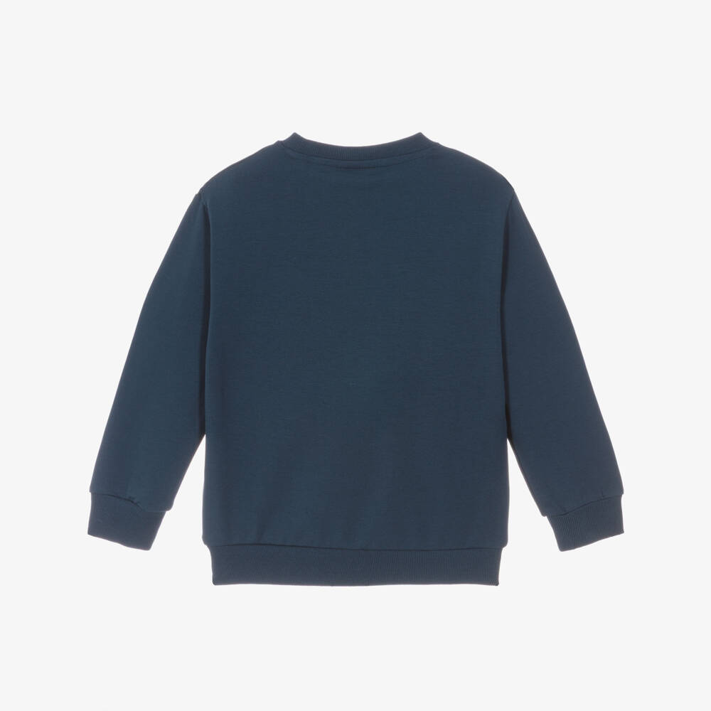 NAME IT-Boys Navy Blue Cotton Sweatshirt with Teddy Patch  | Childrensalon