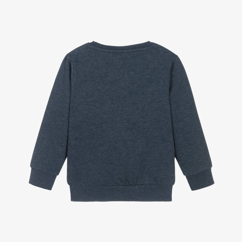 NAME IT-Boys Navy Blue Crew Neck Sweatshirt with Logo Patch | Childrensalon
