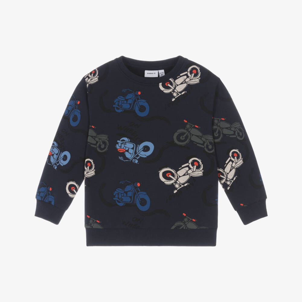 NAME IT-Свитшот синий с принтом мотоциклов для мальчиков | Childrensalon