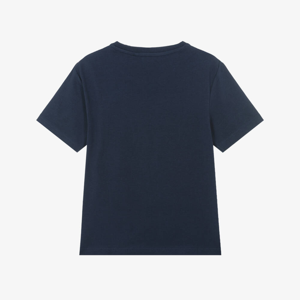 NAME IT-Boys Navy Blue Organic Cotton T-Shirt with Embroidered Bear | Childrensalon