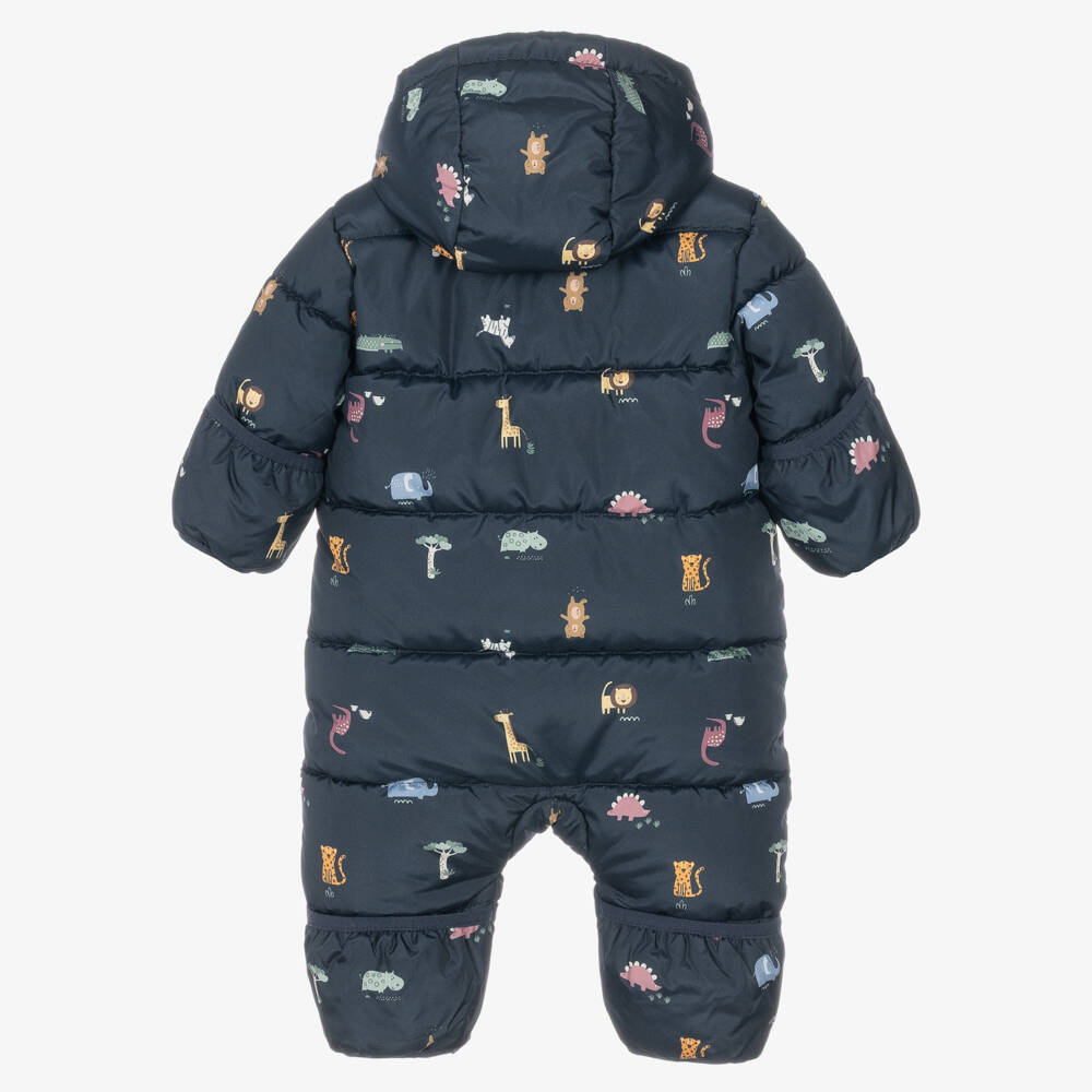 NAME IT-Boys Navy Blue Pramsuit with Colourful Animal Print | Childrensalon