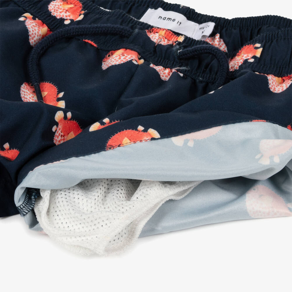 NAME IT-Boys Navy Blue Puffer Fish Print Swim Shorts | Childrensalon