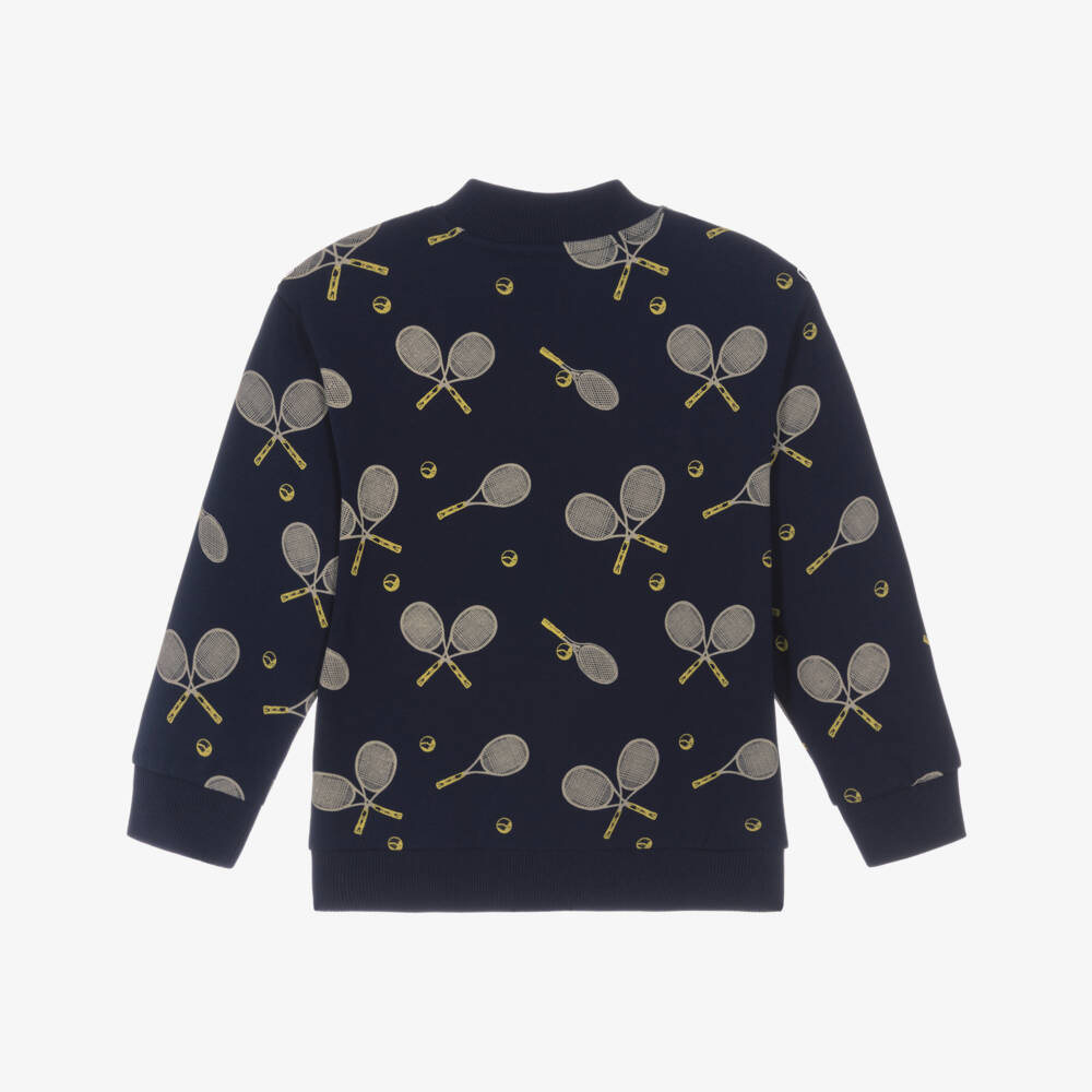 NAME IT-Boys Navy Blue Tennis Print Zip-Up Top | Childrensalon