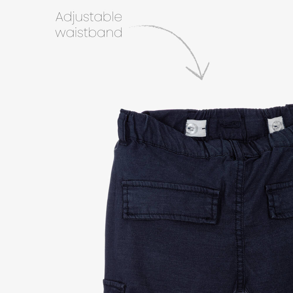 NAME IT-Boys Navy Blue Twill Cargo Trousers | Childrensalon