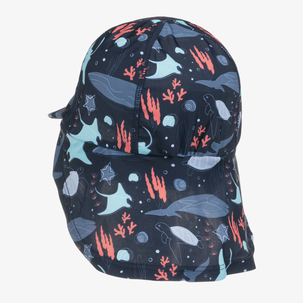 NAME IT-Boys Navy Blue Under The Sea Print Swim Hat (UPF50+) | Childrensalon