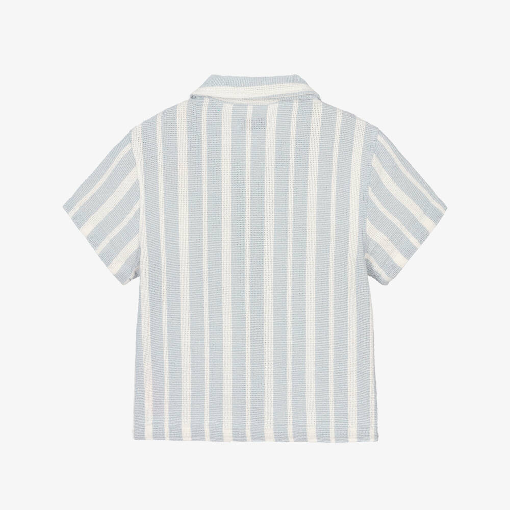 NAME IT-Boys Pale Blue & White Striped Shirt | Childrensalon