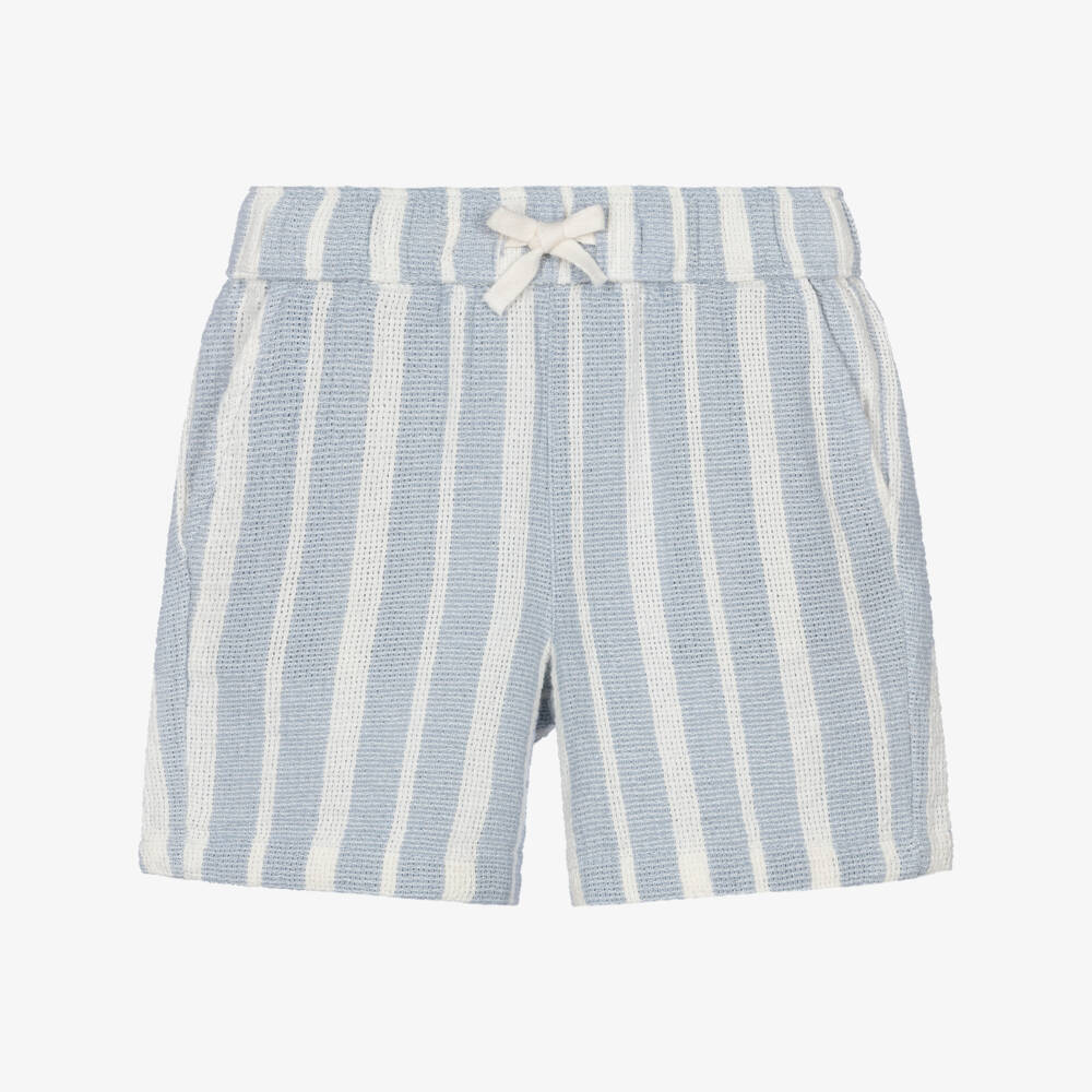 NAME IT-Boys Pale Blue & White Striped Shorts | Childrensalon