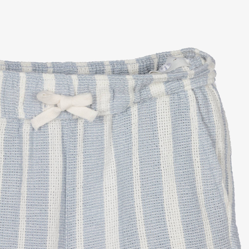 NAME IT-Boys Pale Blue & White Striped Shorts | Childrensalon