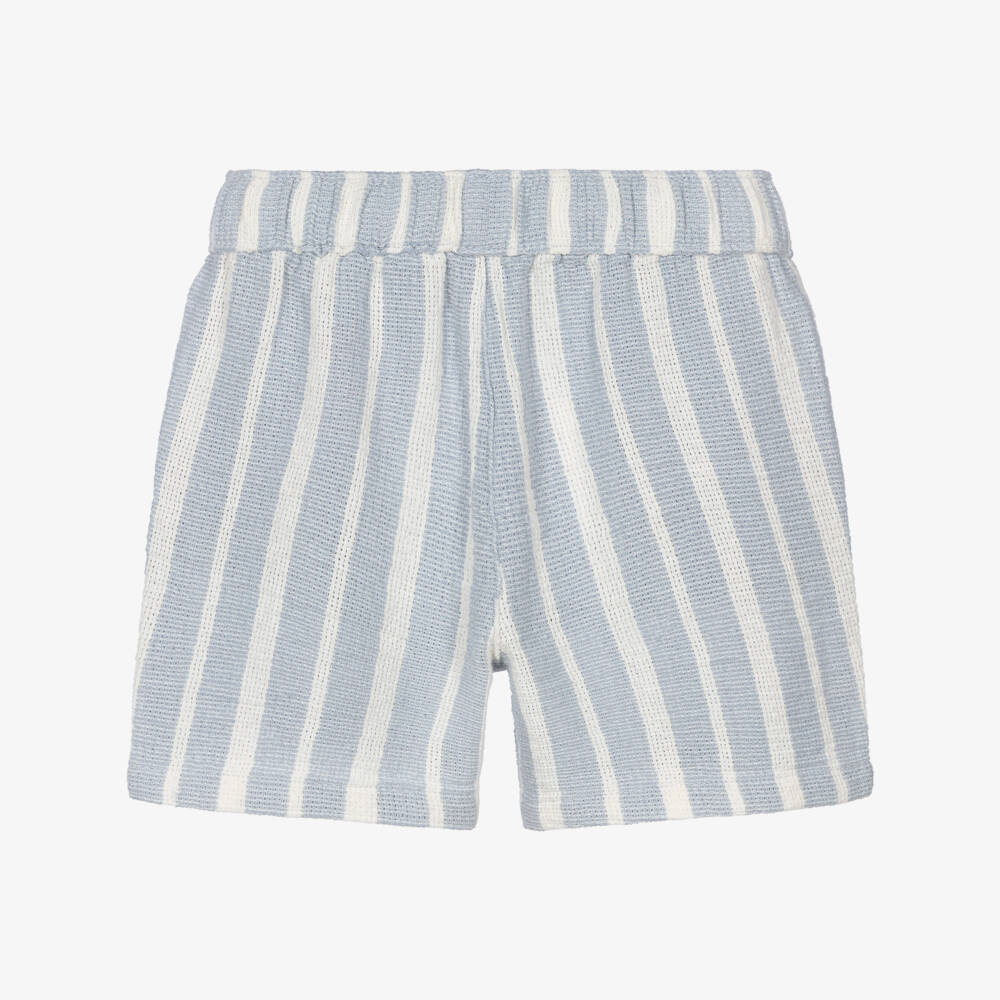 NAME IT-Boys Pale Blue & White Striped Shorts | Childrensalon