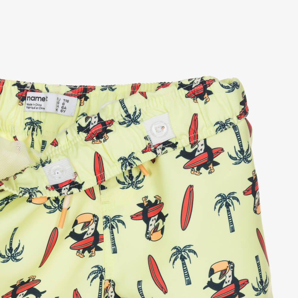 NAME IT-Boys Pale Green Toucan Print Swim Shorts | Childrensalon