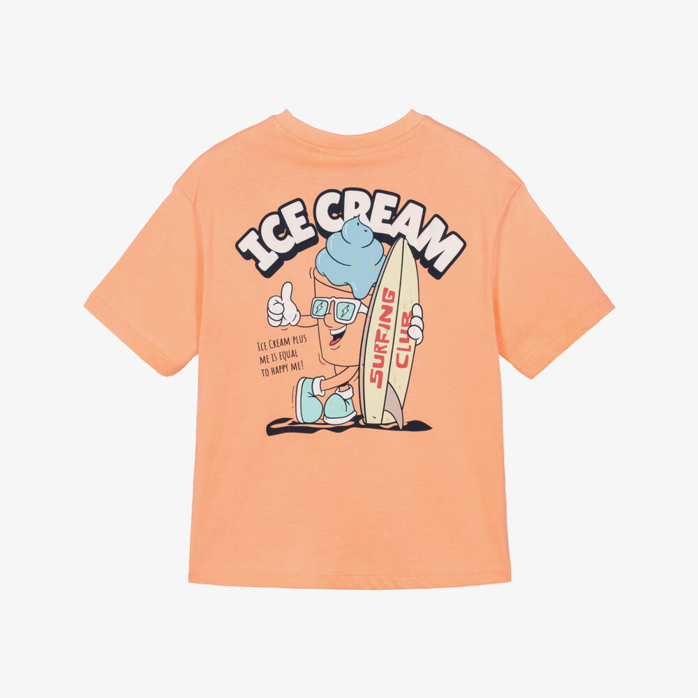 NAME IT-Boys Pale Orange Cotton Ice Cream T-Shirt | Childrensalon