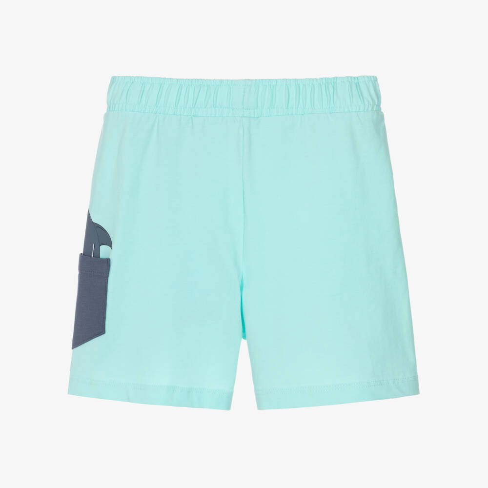NAME IT-Boys Turquoise Blue Cotton Shark Pocket Shorts | Childrensalon