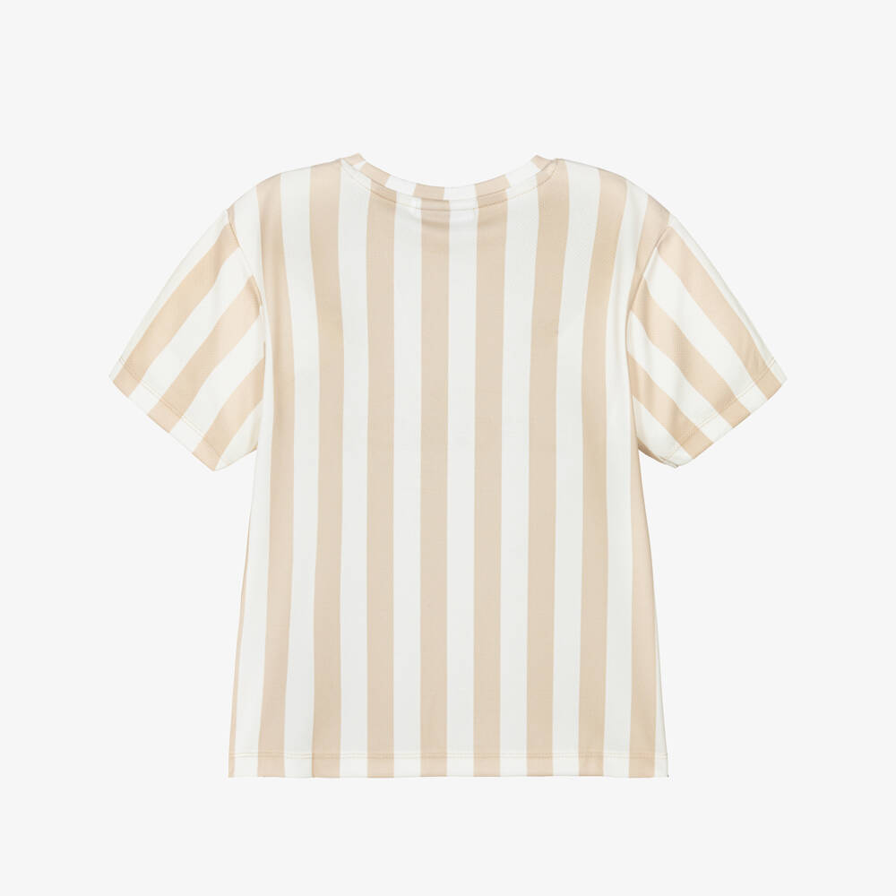 NAME IT-Футболка Aertex в бело-бежевую полоску для мальчиков | Childrensalon