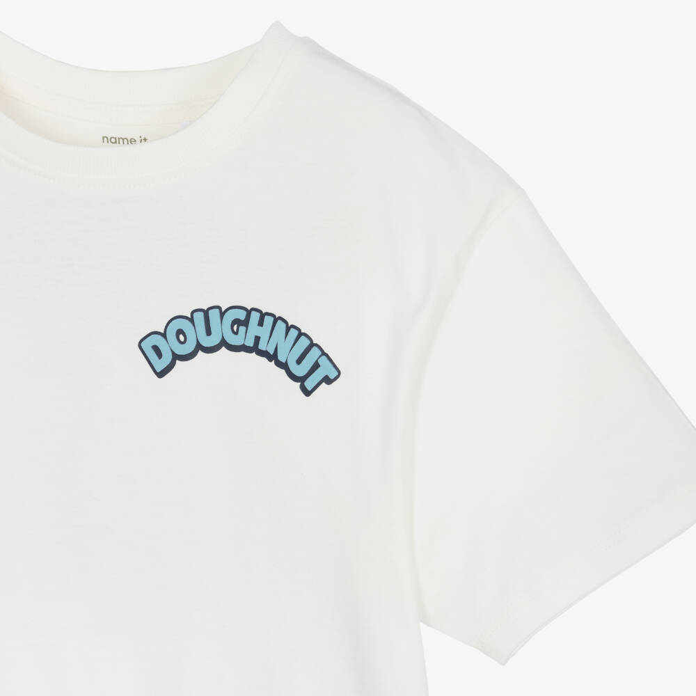 NAME IT-Boys White Cotton Doughnut Print T-Shirt | Childrensalon