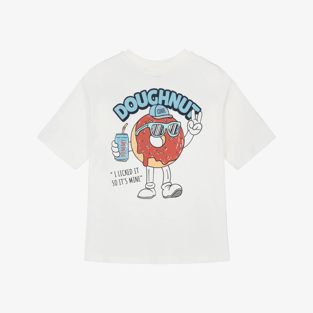 NAME IT-Boys White Cotton Doughnut Print T-Shirt | Childrensalon
