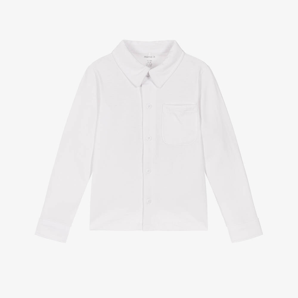 NAME IT-Boys White Cotton Jersey Shirt | Childrensalon