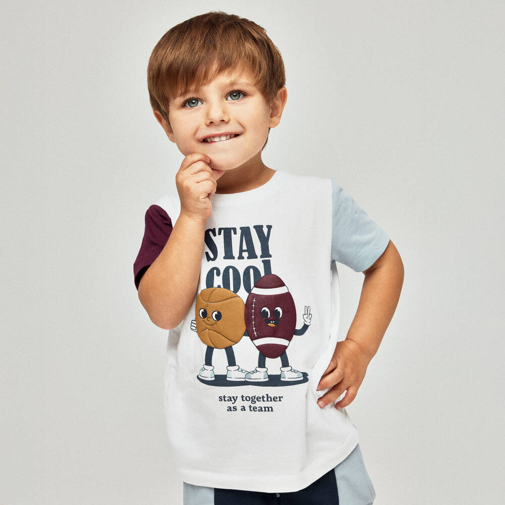 NAME IT-Boys White Cotton Stay Cool Logo T-Shirt | Childrensalon