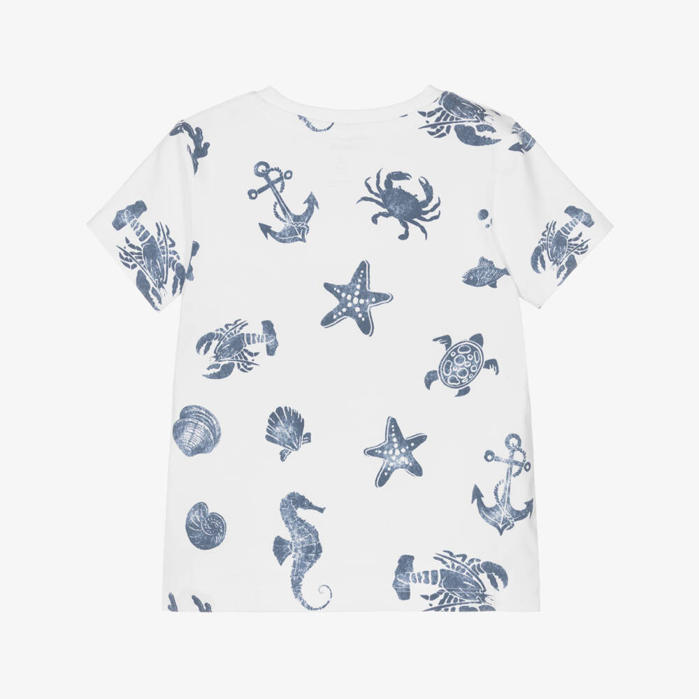 NAME IT-Boys White T-Shirt with Nautical Print | Childrensalon
