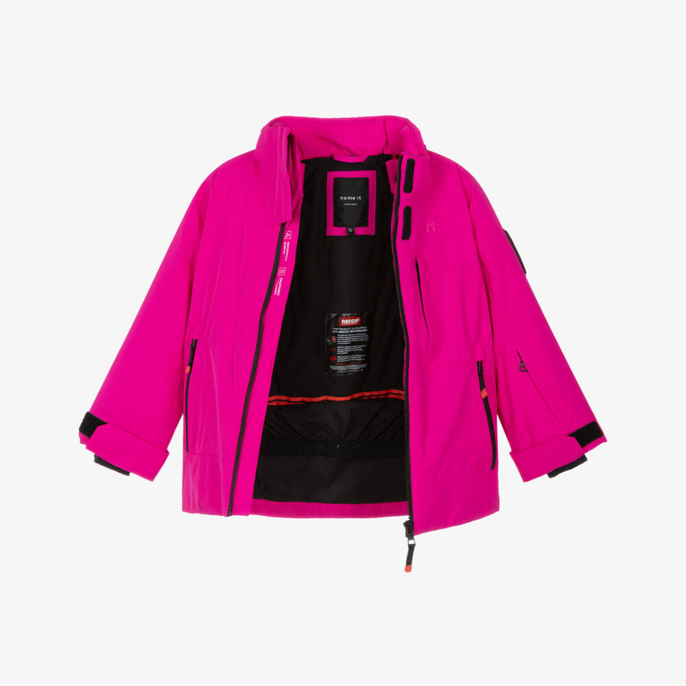 NAME IT-Bright Pink Technical Ski Jacket with Removable Hood | Childrensalon