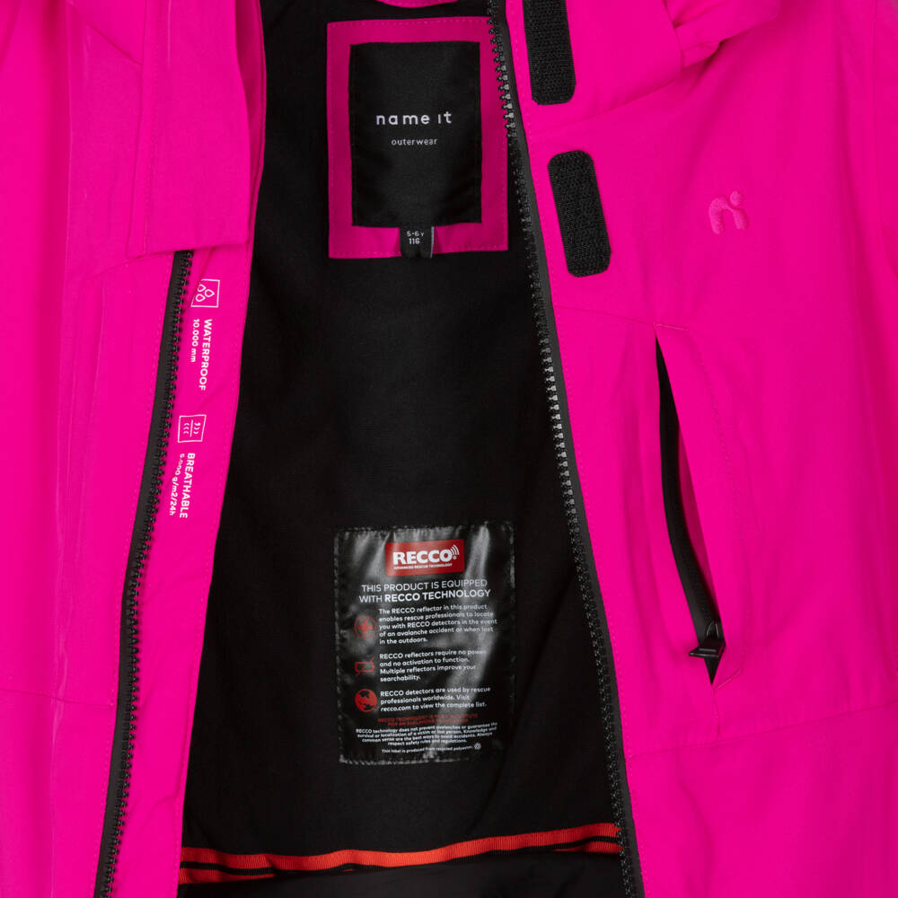 NAME IT-Bright Pink Technical Ski Jacket with Removable Hood | Childrensalon