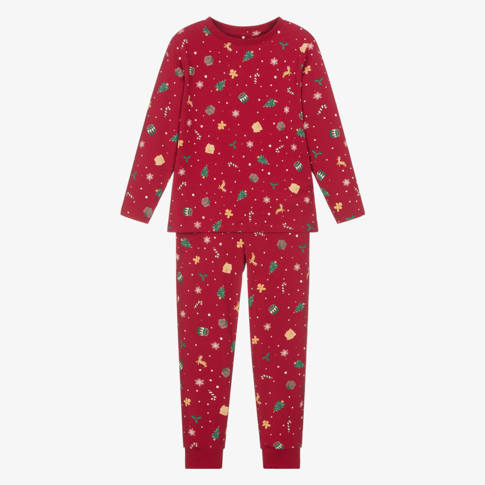 NAME IT-Festive Red Cotton Jersey Pyjamas | Childrensalon