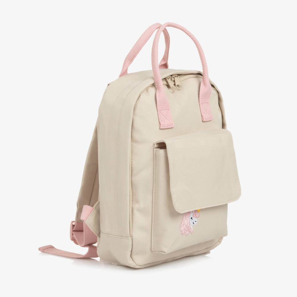NAME IT-Girls Beige Canvas Unicorn Backpack (29cm) | Childrensalon